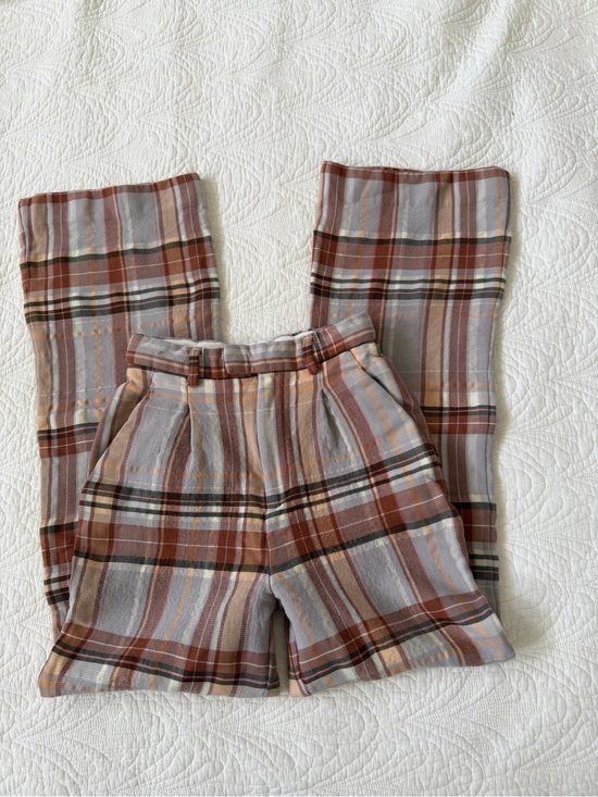 Acne Studios Pants - Acne Studios Cream and Brown Plaid Trousers